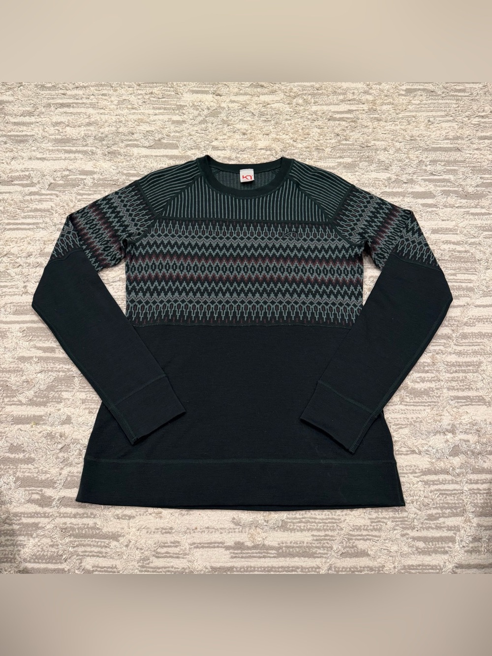 Kari Traa Silja Long Sleeve Women’s Large 100% Wool Nordic Fair Isle Geometric